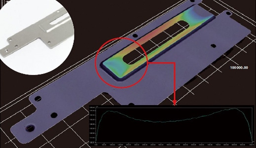 使用VR系列测量拉延加工部分的翘曲形状和轮廓